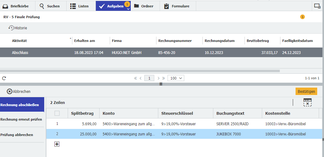 1_Rechnung in DocuWare vokontieren